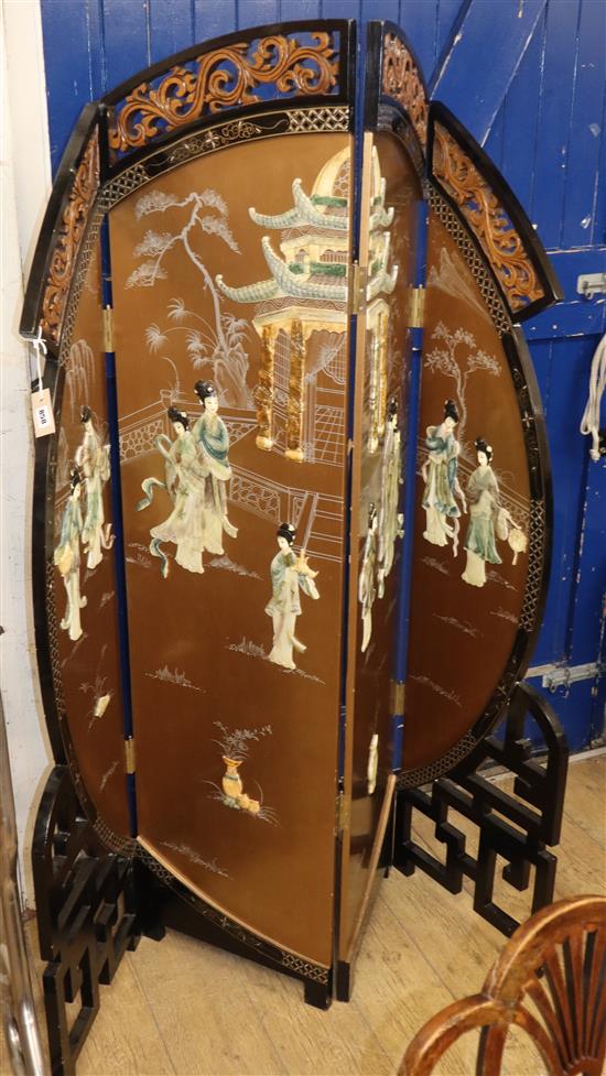 A four fold Oriental screen W.184cm